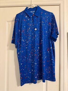 Pins & Aces Blue Splatter golf Polo Shirt